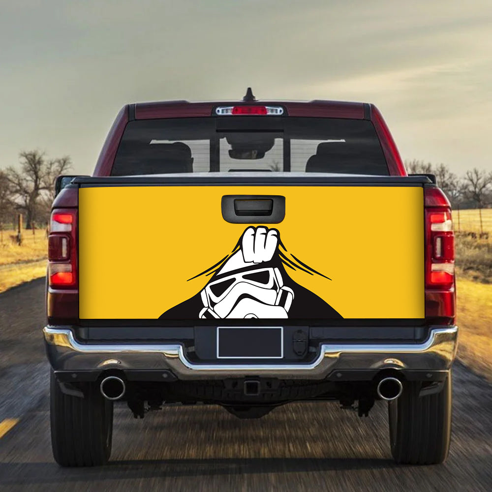 Stormtrooper Star Wars Peek Under The Blanket Yellow Truck Tailgate Decal Sticker