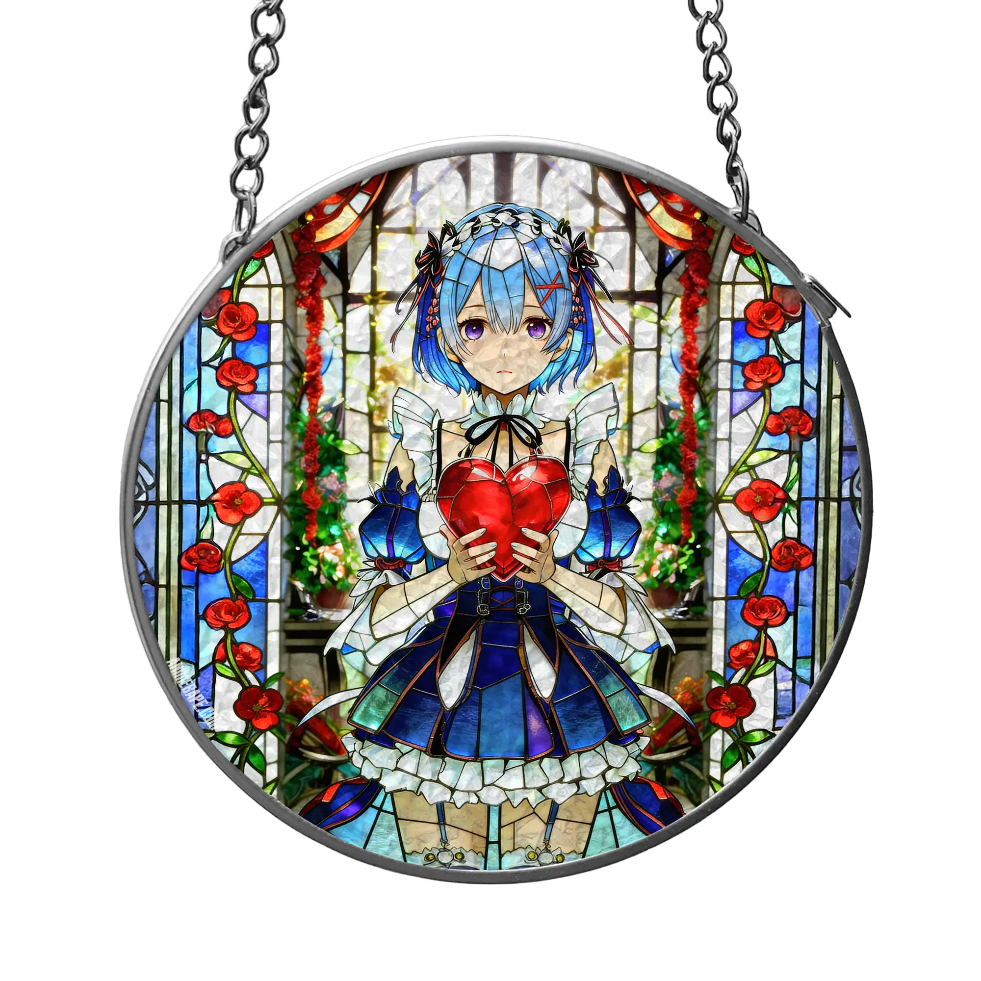 Re Zero Rem Stained Glass Suncatcher