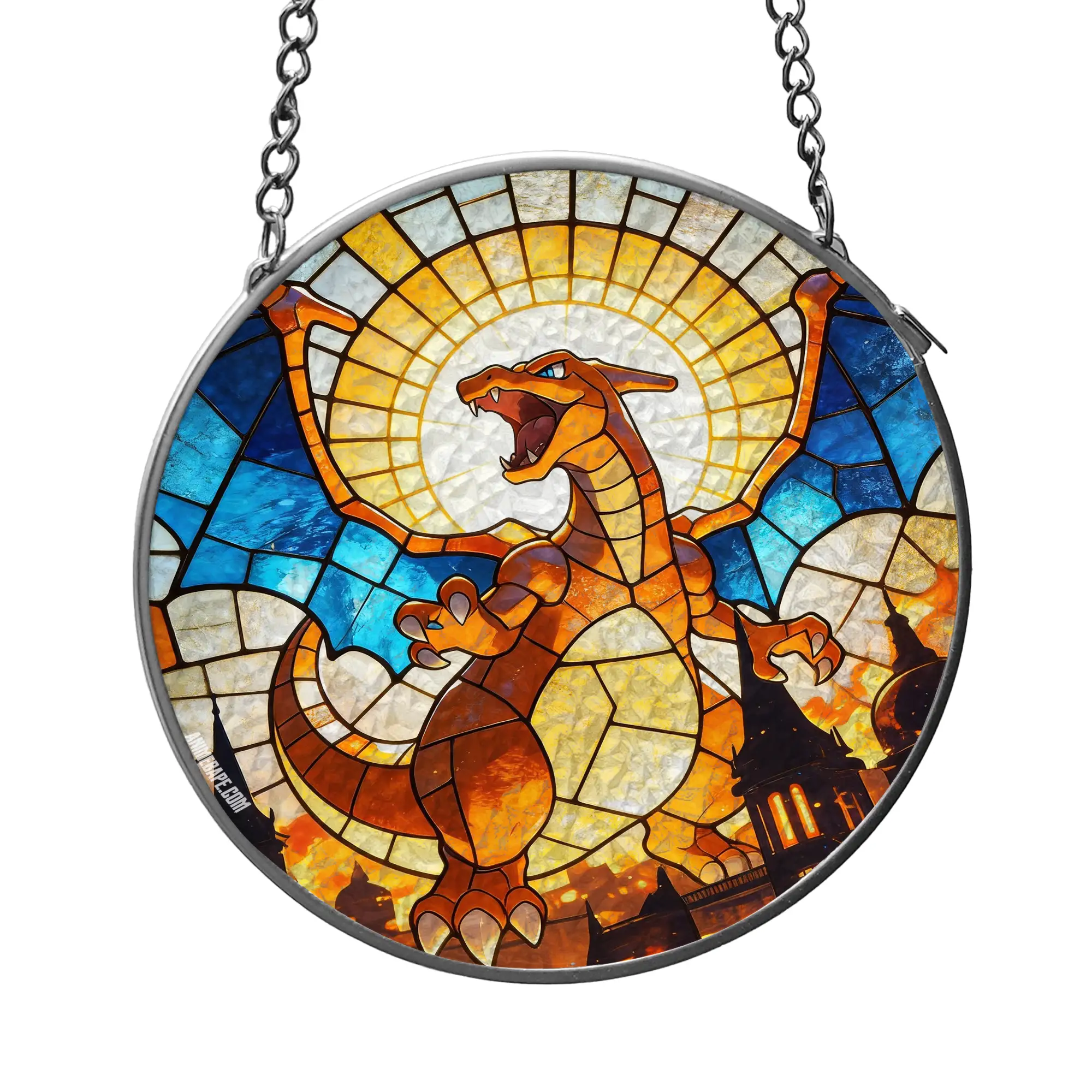Pokemon Charizard Stained Glass Suncatcher