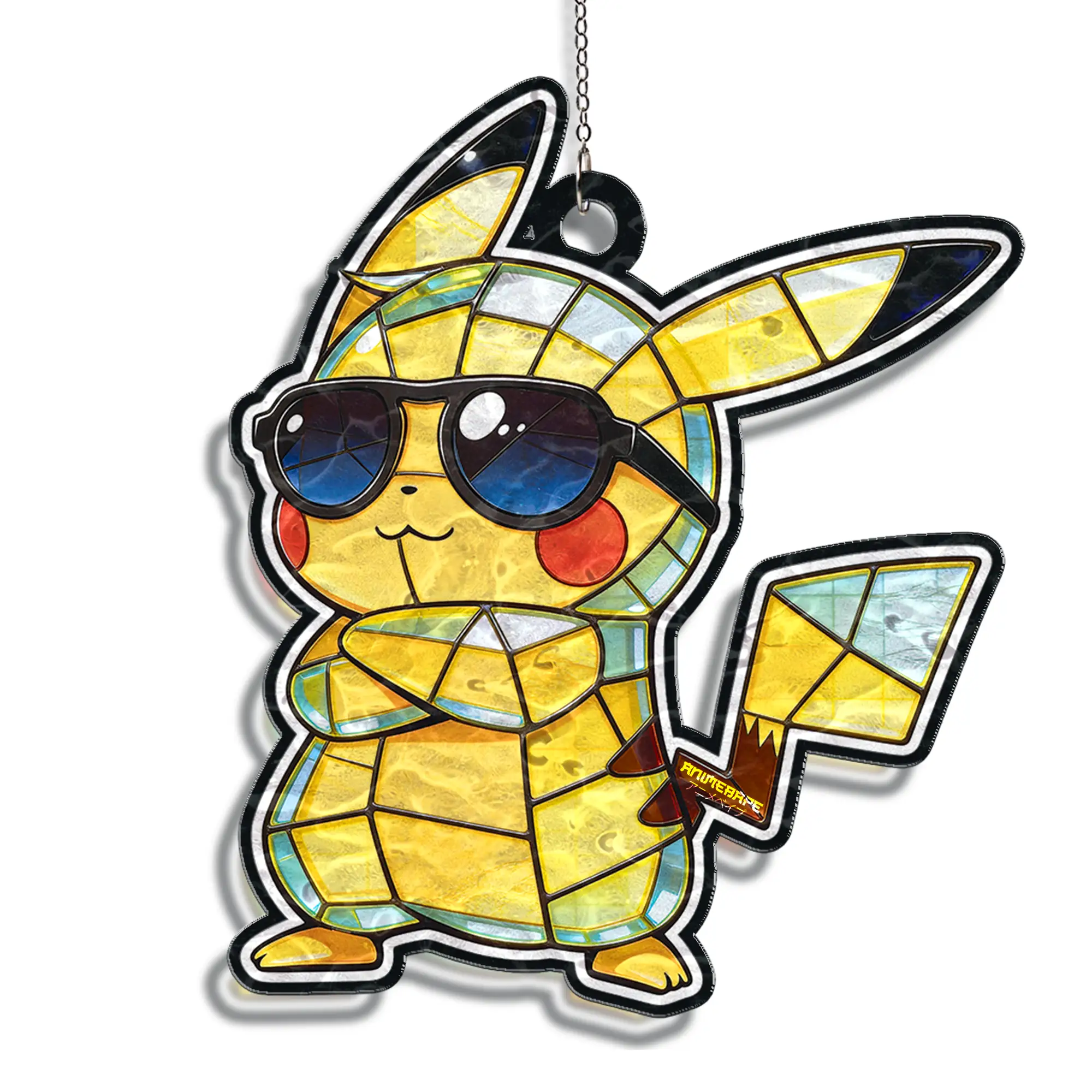 Pikachu Pokemon Custom Shape Wavy Suncatcher