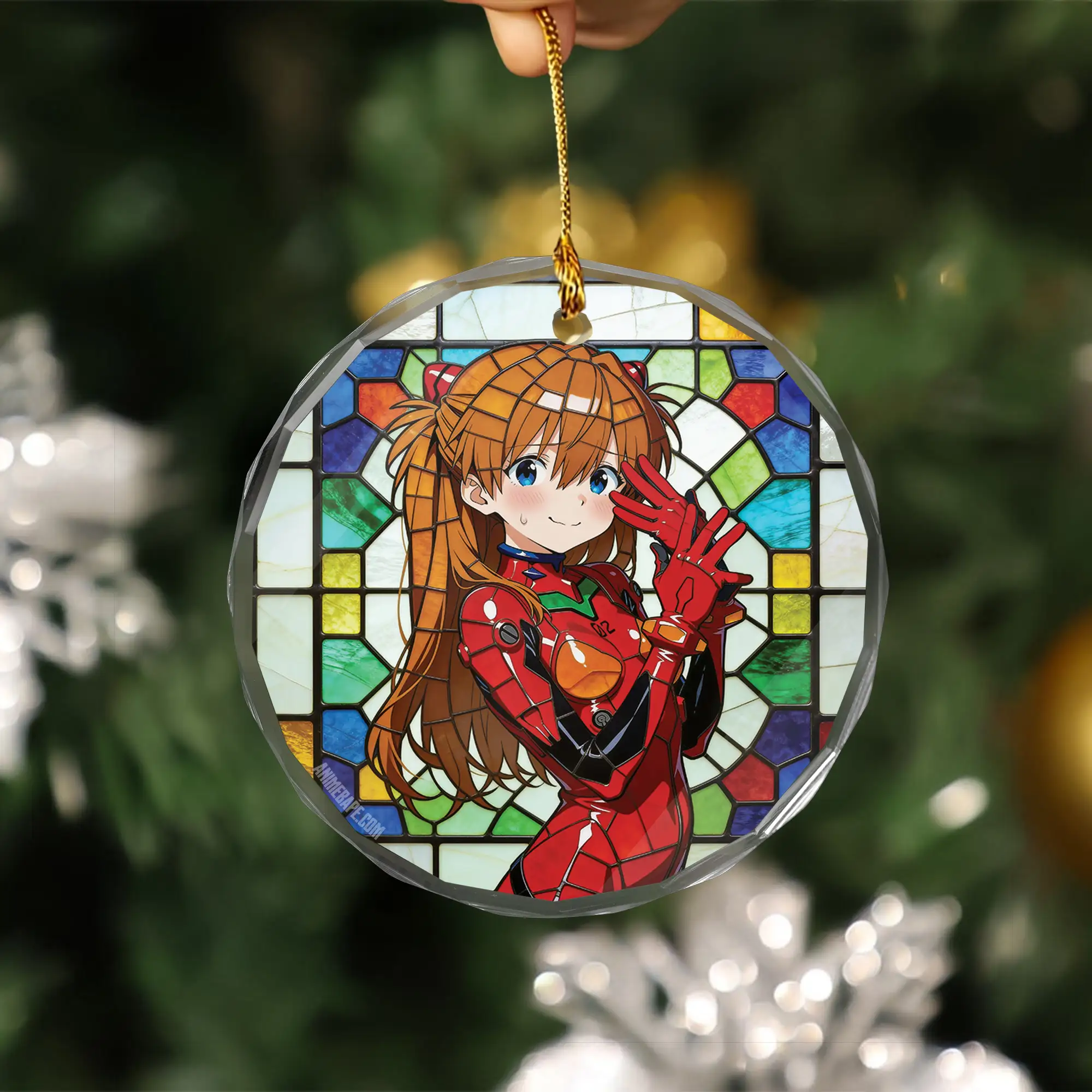 Neon Genesis Evangelion Asuka Langley Soryu Stained Glass Ornament