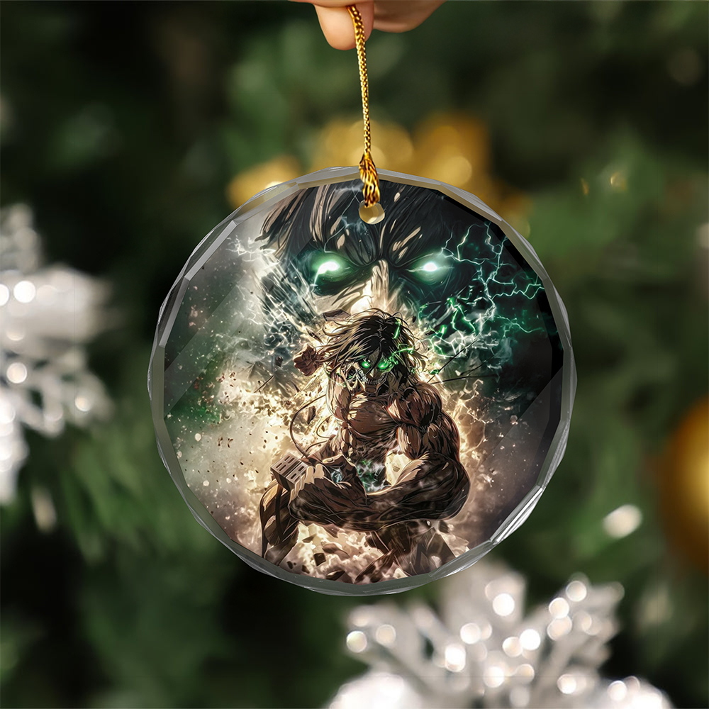 Eren Yeager v10 Attack On Titan Glass Ornament