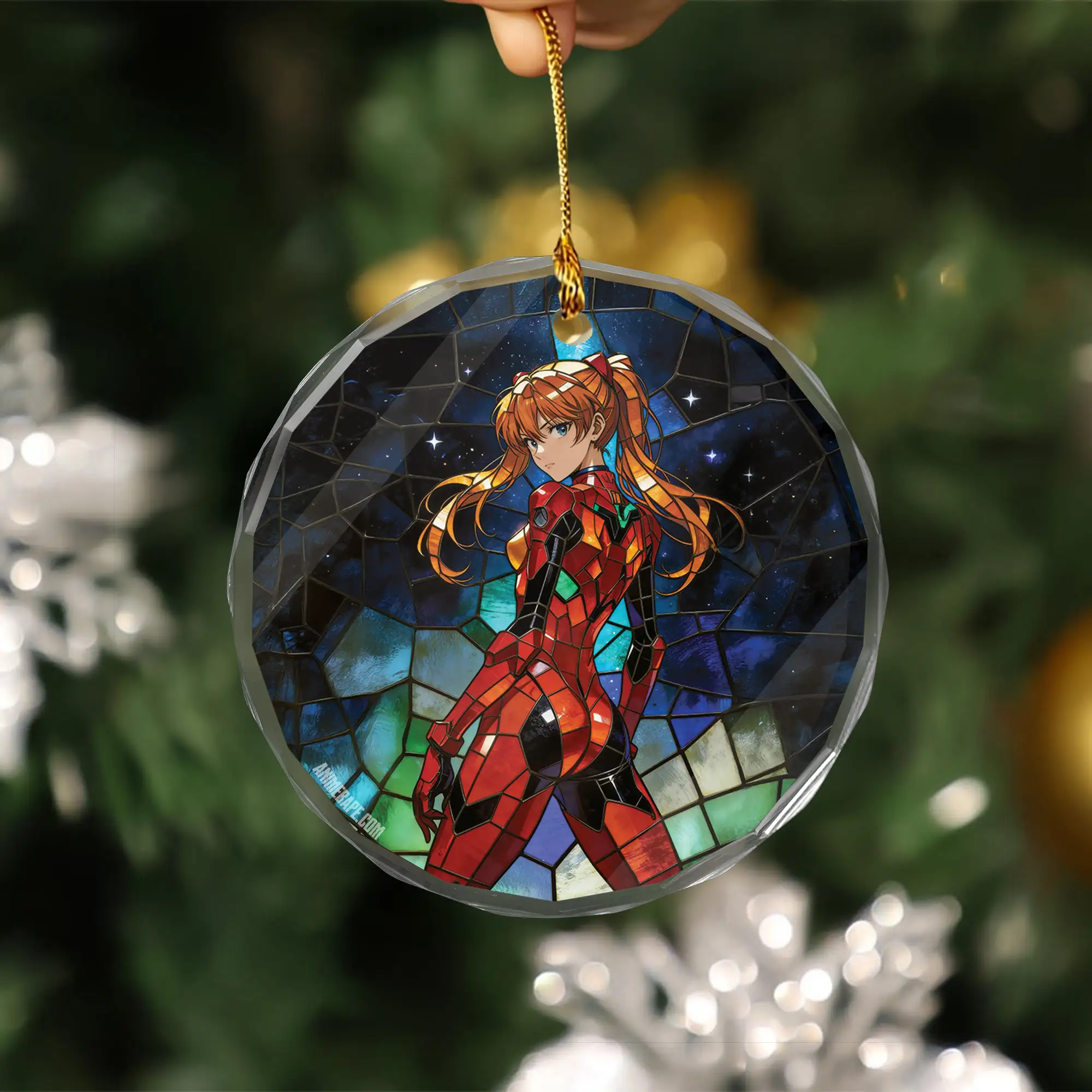 Neon Genesis Evangelion Asuka Langley Soryu Stained Glass Hanging Ornament