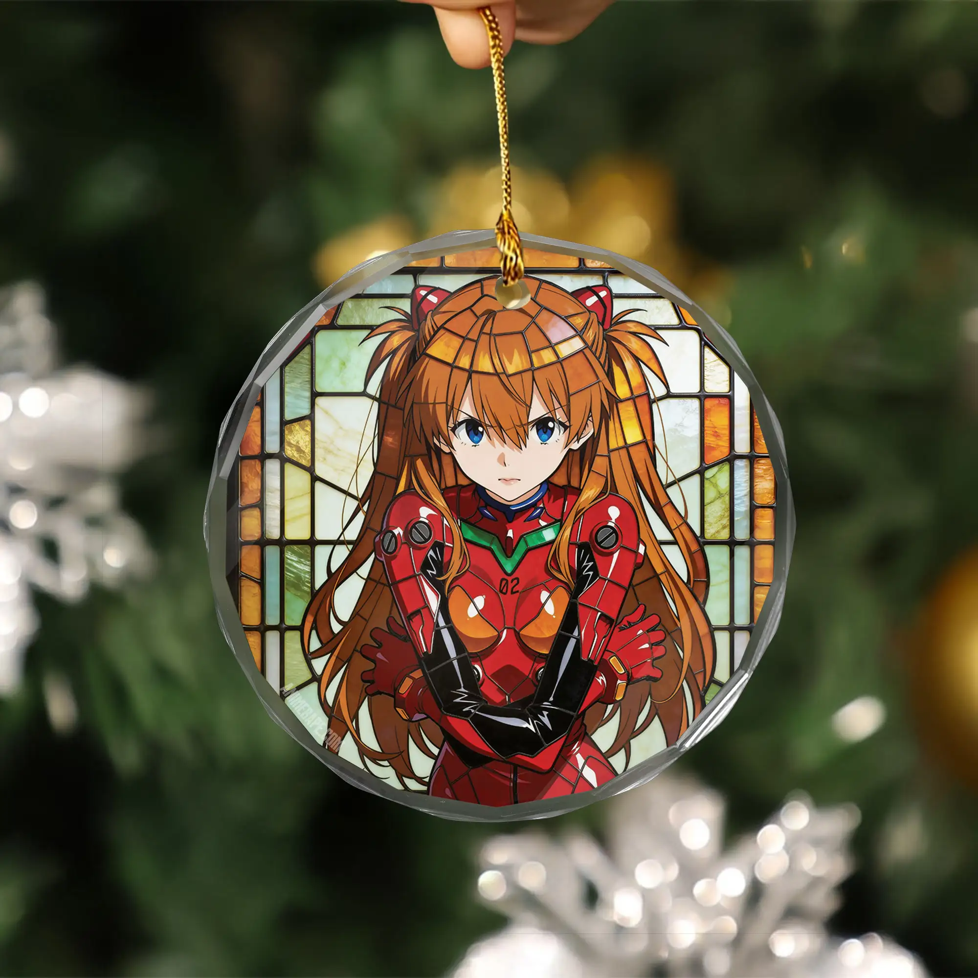 Neon Genesis Evangelion Asuka Langley Soryu Hanging Stained Glass Ornament
