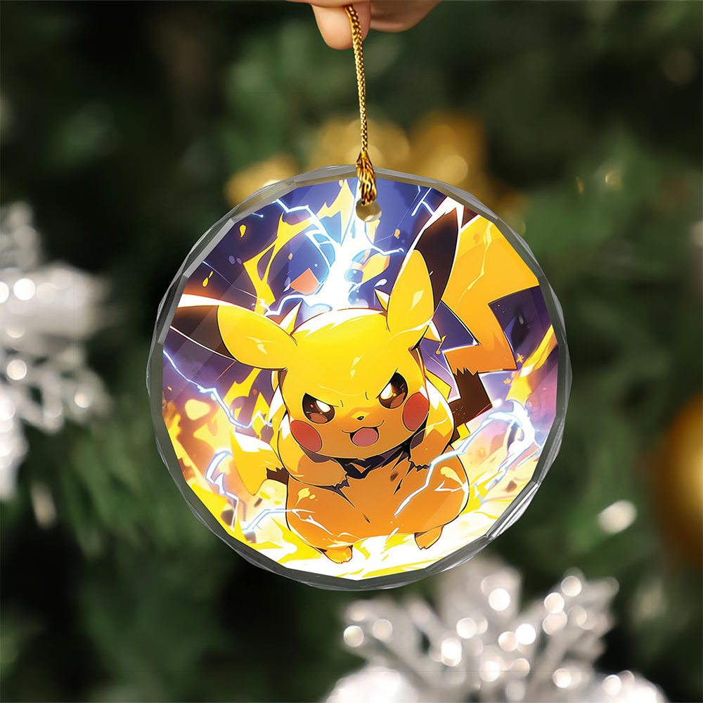 Pikachu v1 Pokemon Glass Ornament