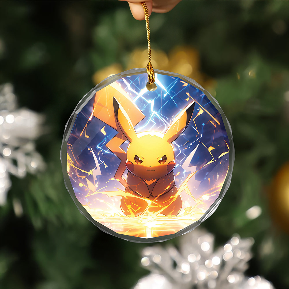Pikachu v9 Pokemon Glass Ornament