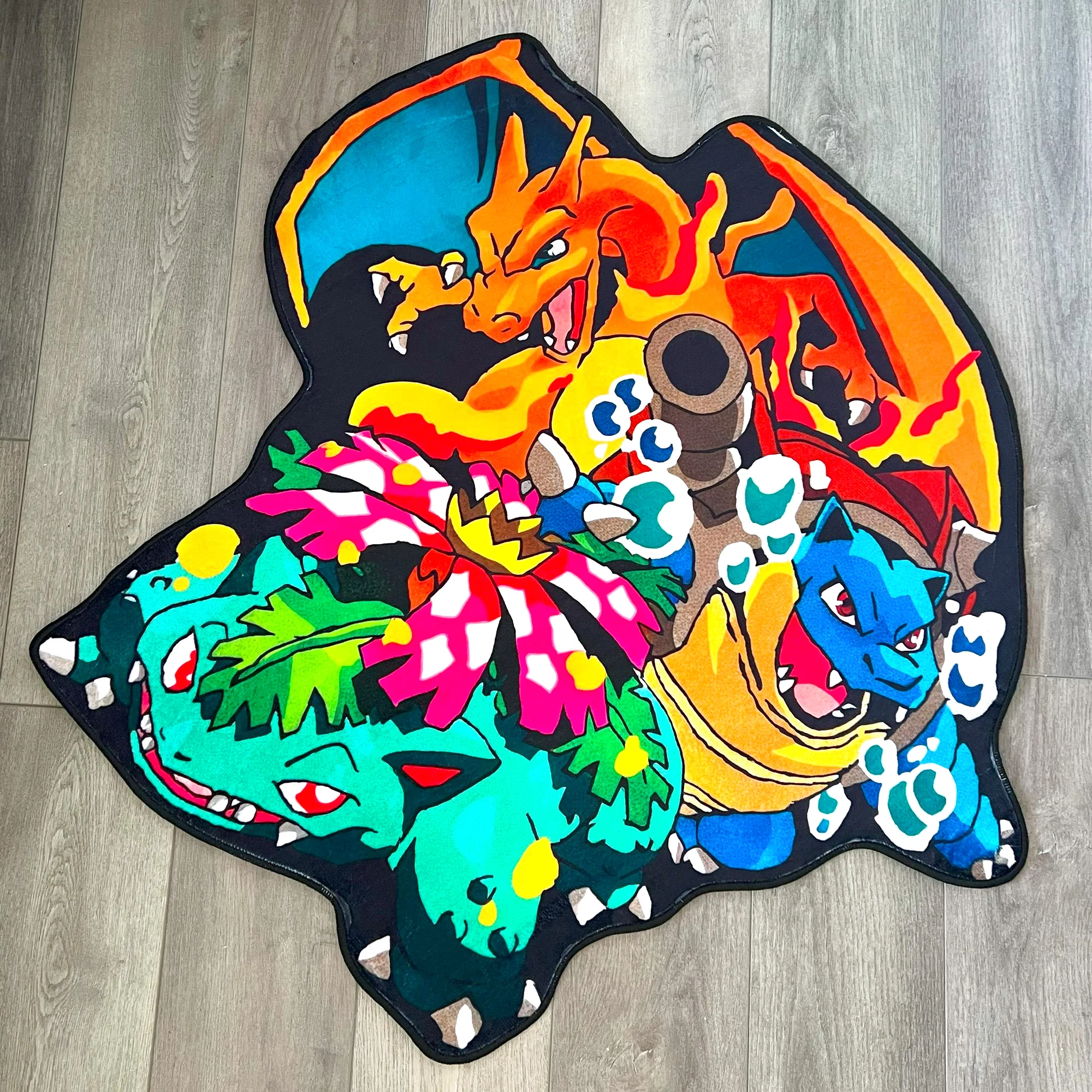 Pokemon Charmander, Bulbasaur, and Squirtle Rug