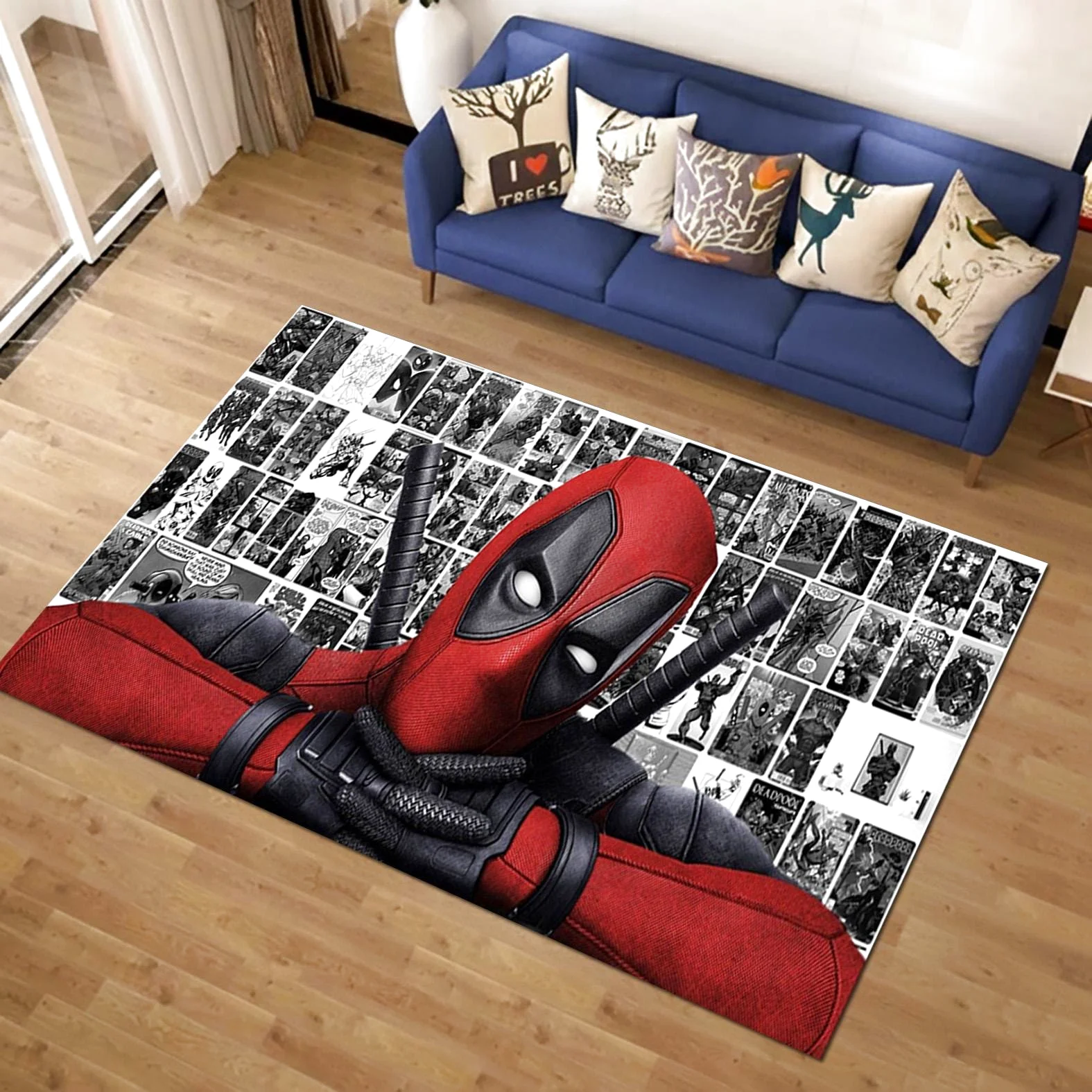 Deadpool Themed Rug, Rectangle Rug