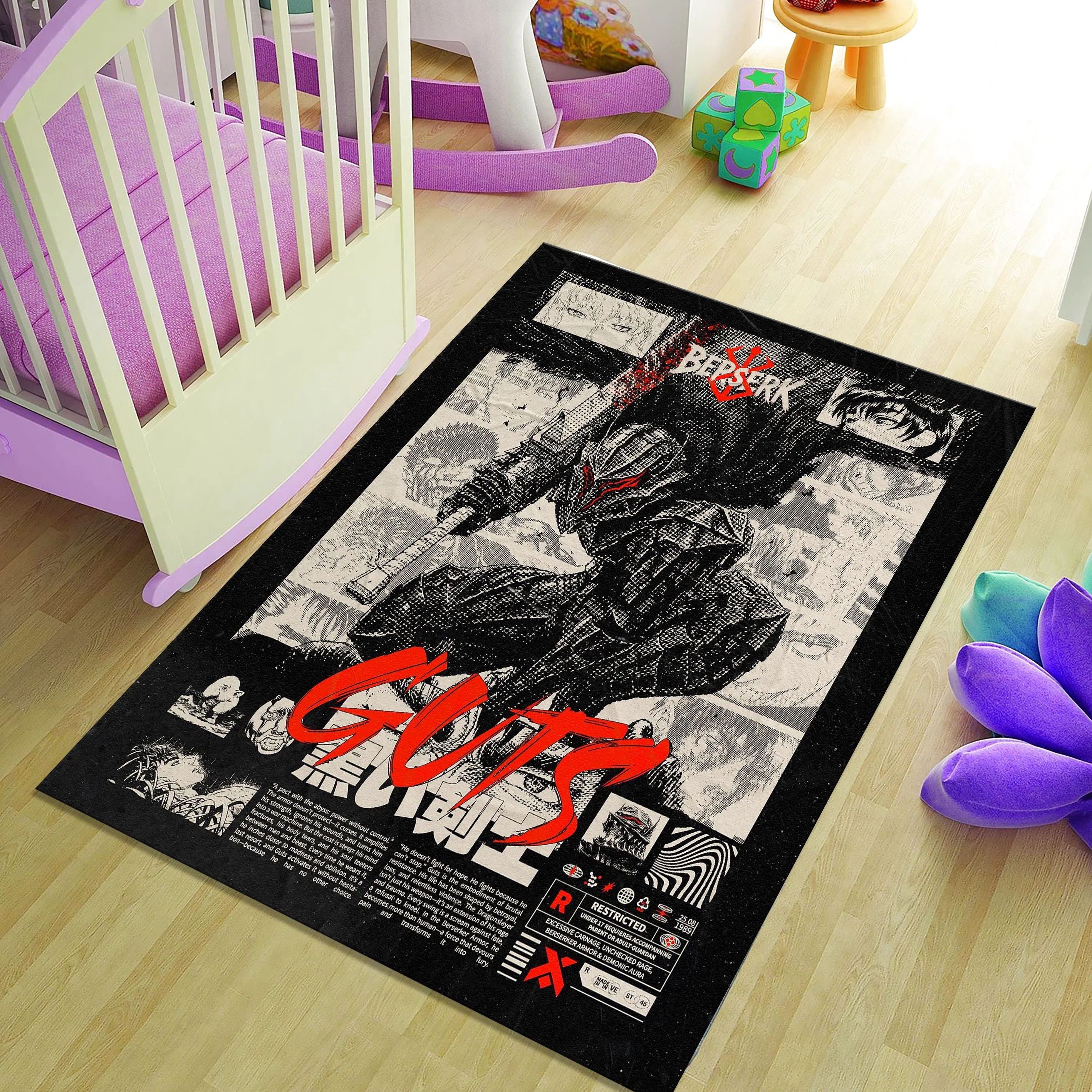 Berserk Guts Rug, Dark Manga Rug, Rectangle Rug