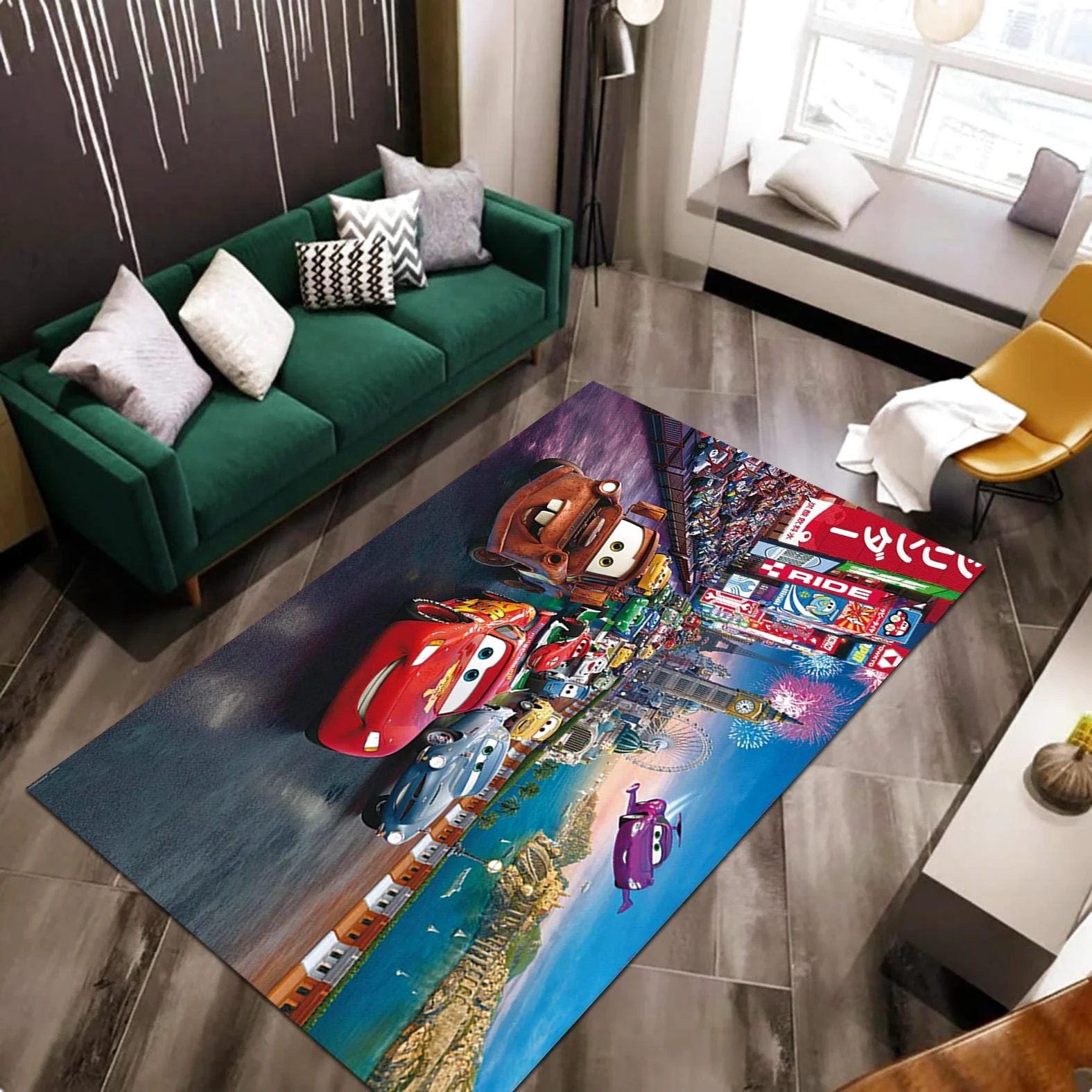 Cars Lightning Mcqueen Themed Area Rug, Rectangle Rug