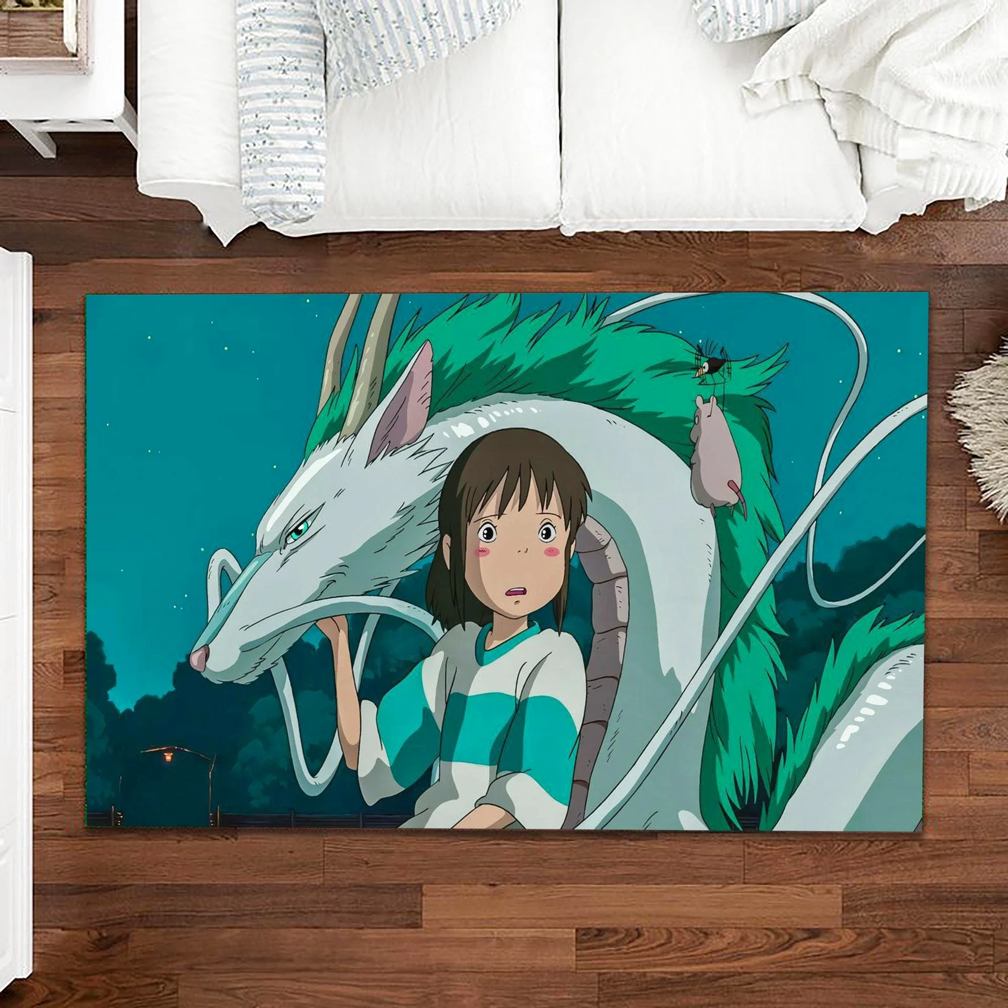 Chihiro and Haku Rug Ghibli Studio Rug Rectangle Rug