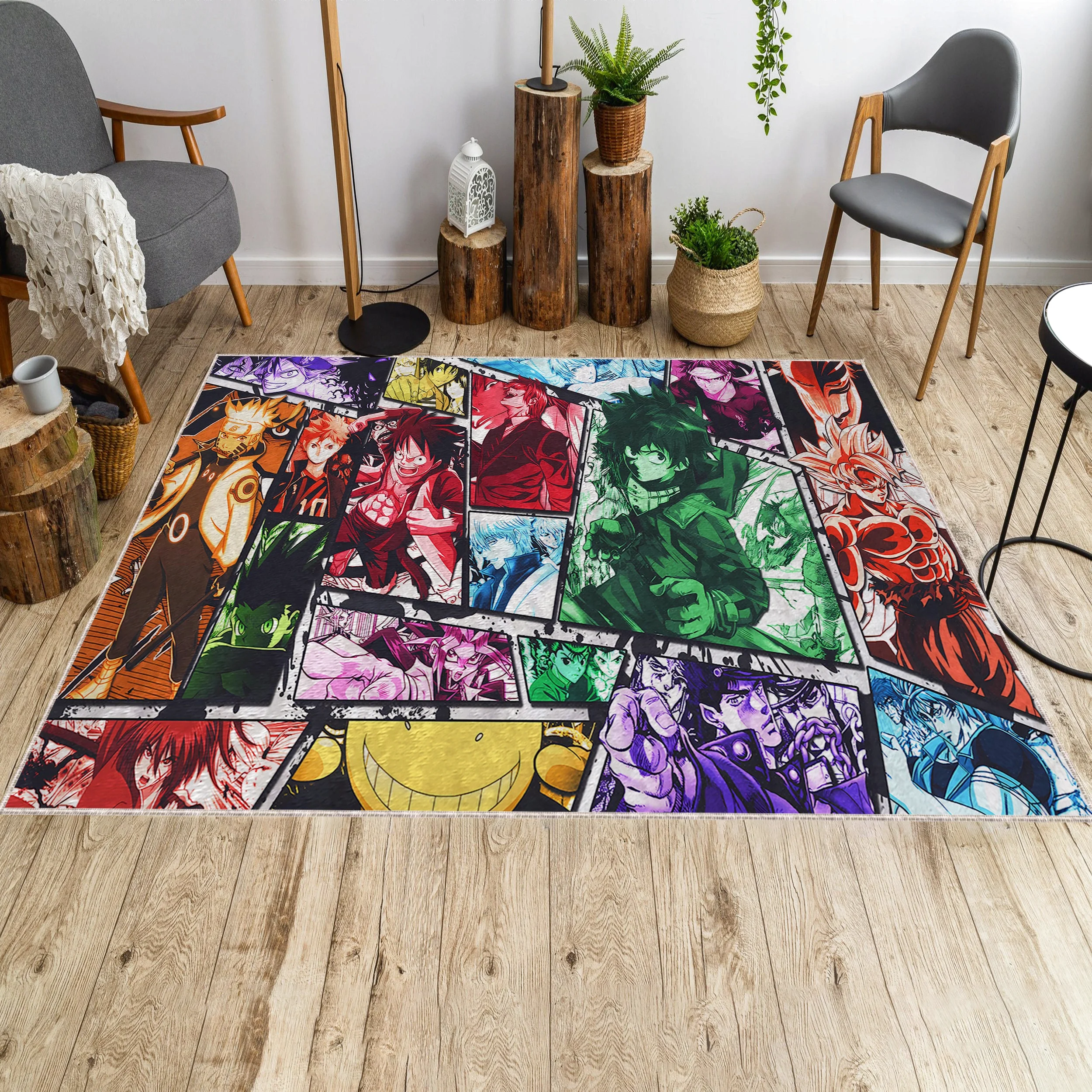 Colorful Character Rug, Manga Lover Gift Rectangle Rug
