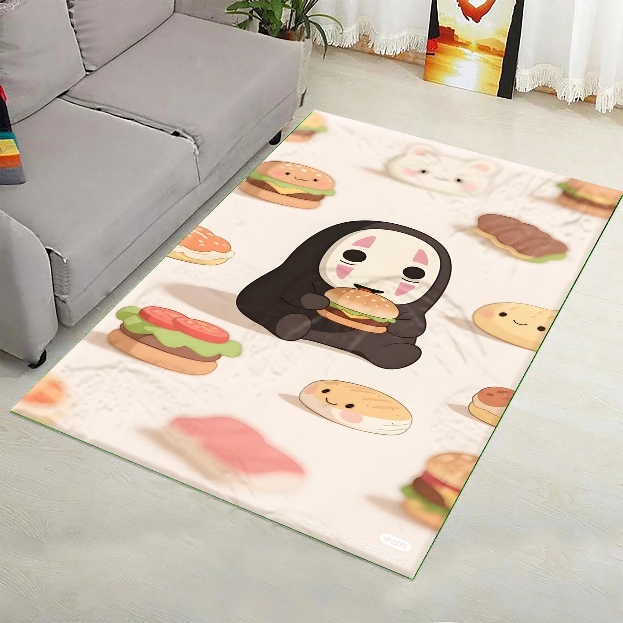 Cute No Face Rug Ghibli Inspired Rectangle Rug