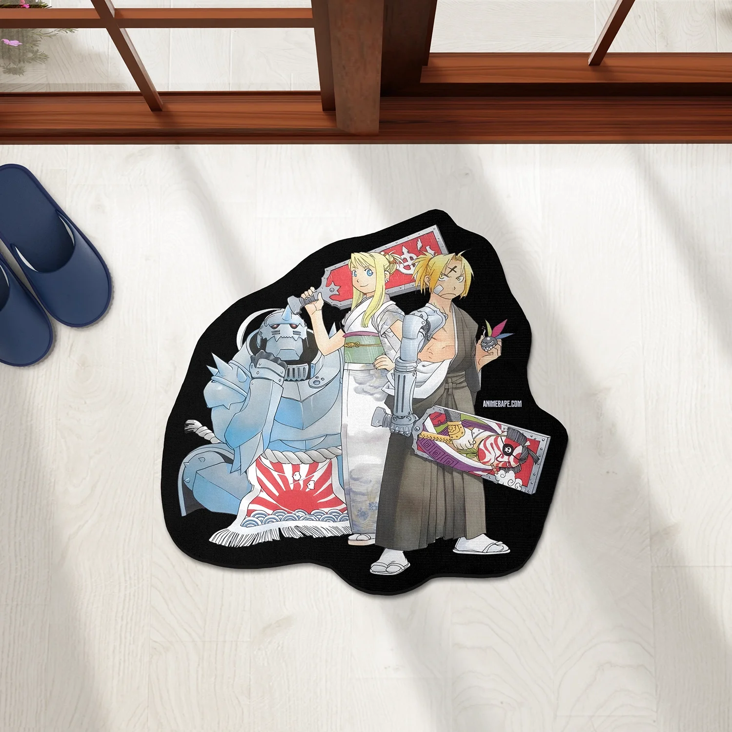 Edward, Alphonse and Winry Fullmetal Alchemist Brotherhood Shaped Rug Custom