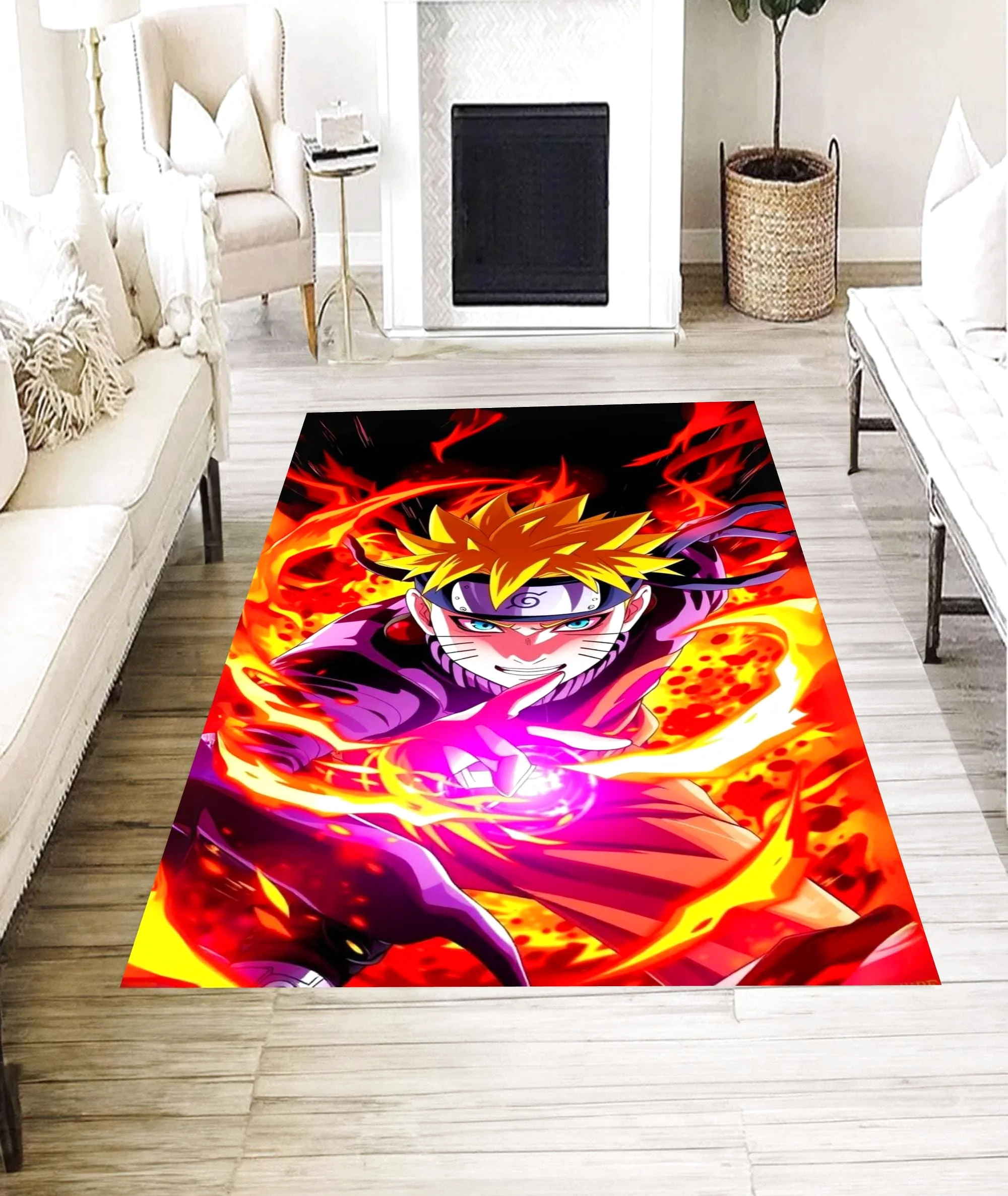 Fiery Ninja Warrior Rug, Rectangle Rug