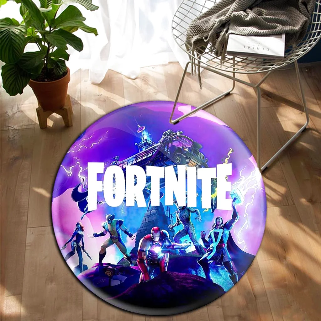 Futuristic Game Rug, Electric Purple Mat, Custom Round Rug