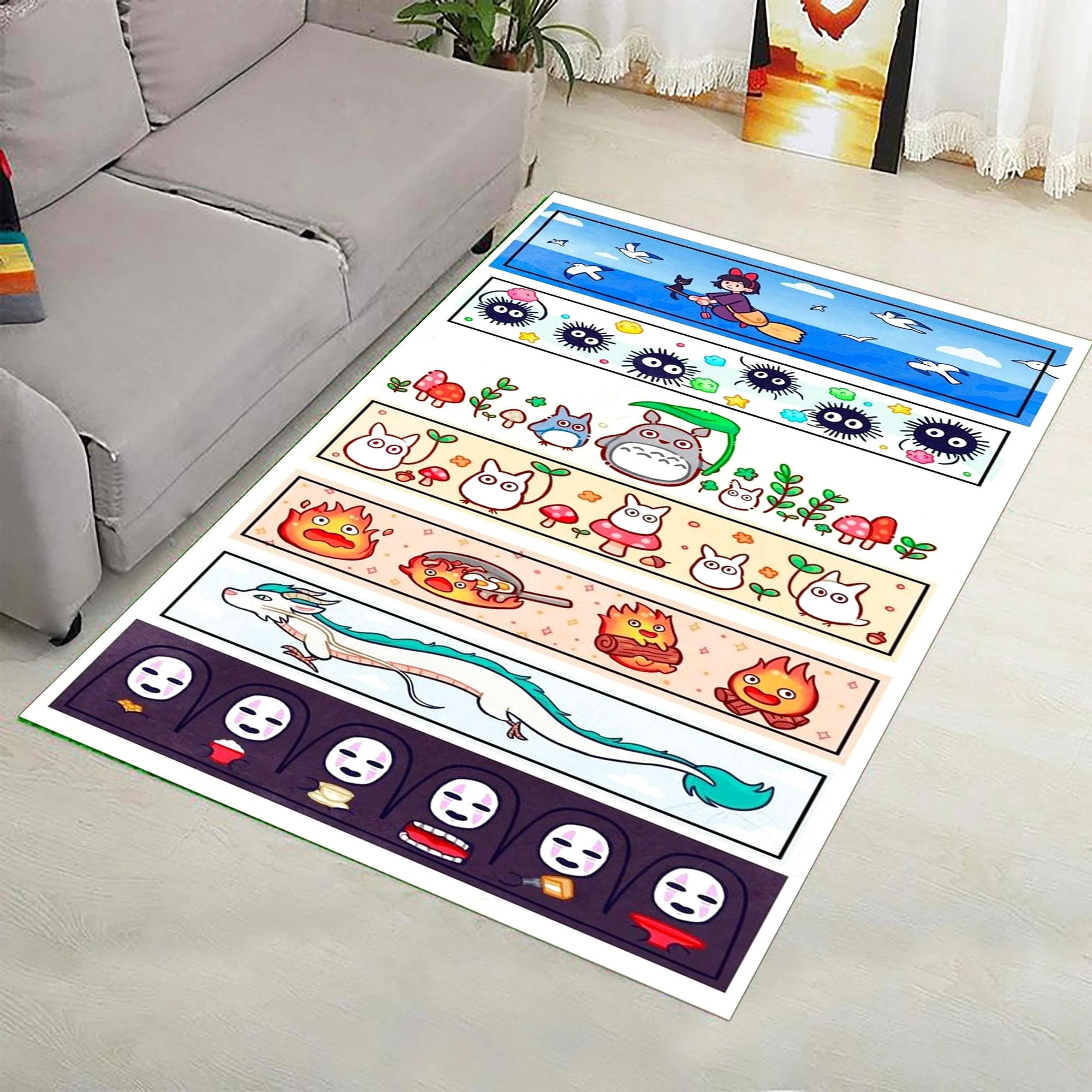 Ghibli Inspired Rug Japanese Decor Rectangle Rug