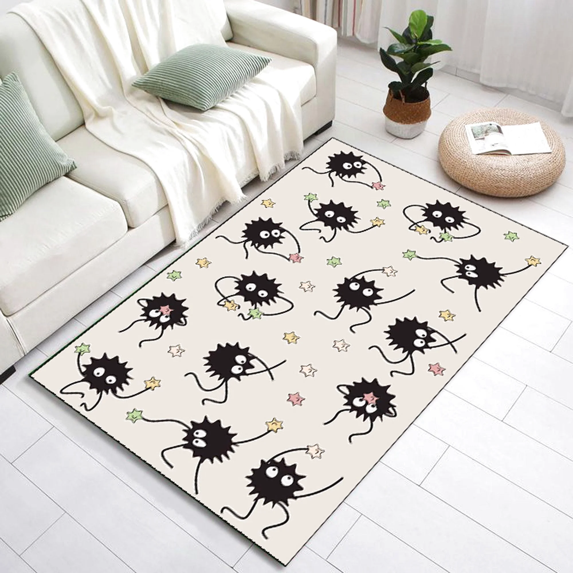 Ghibli Soot Sprite Rug Japanese Decor, Soft Rectangle Rug
