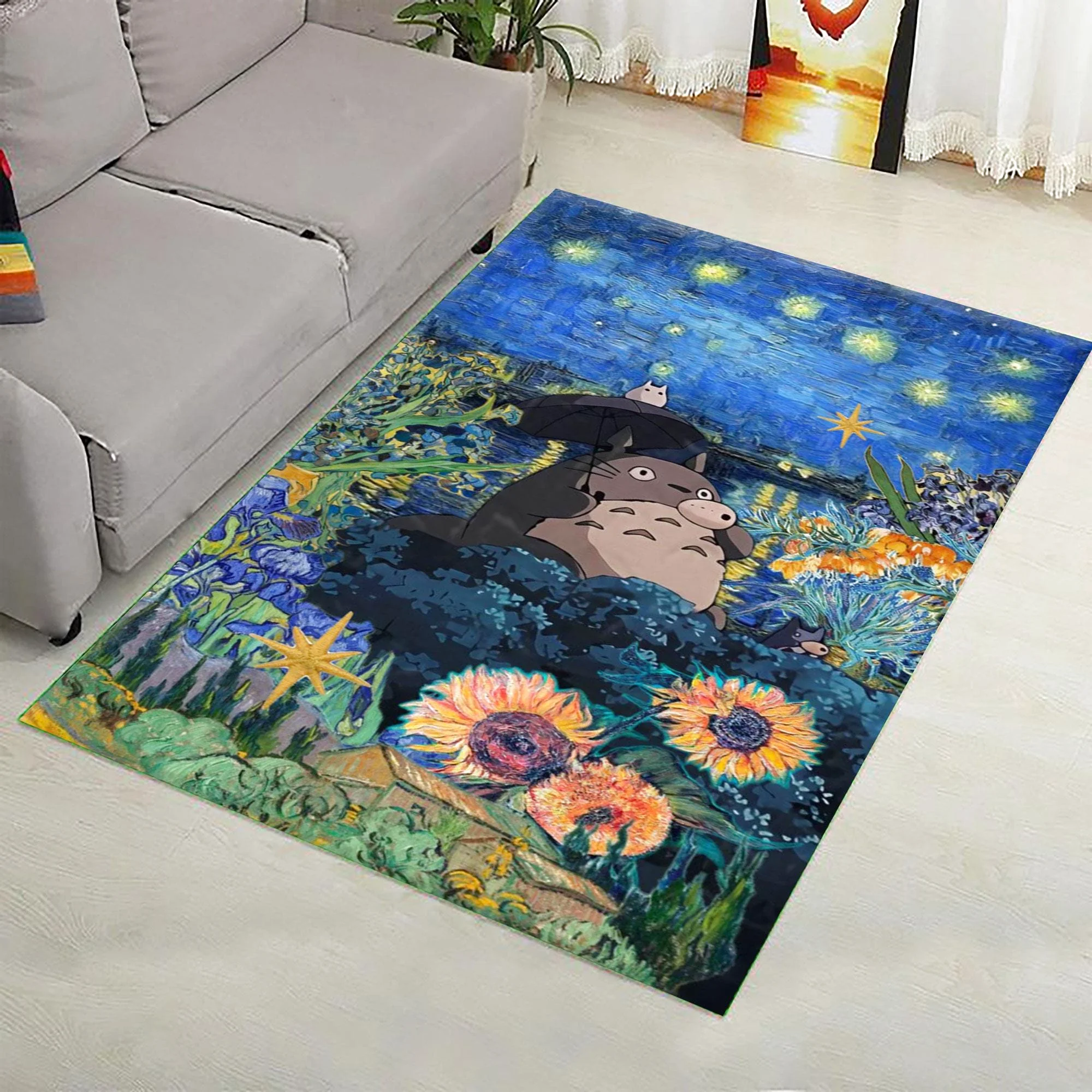 Ghibli Studio Totoro Rug Van Gogh Rug Rectangle Rug