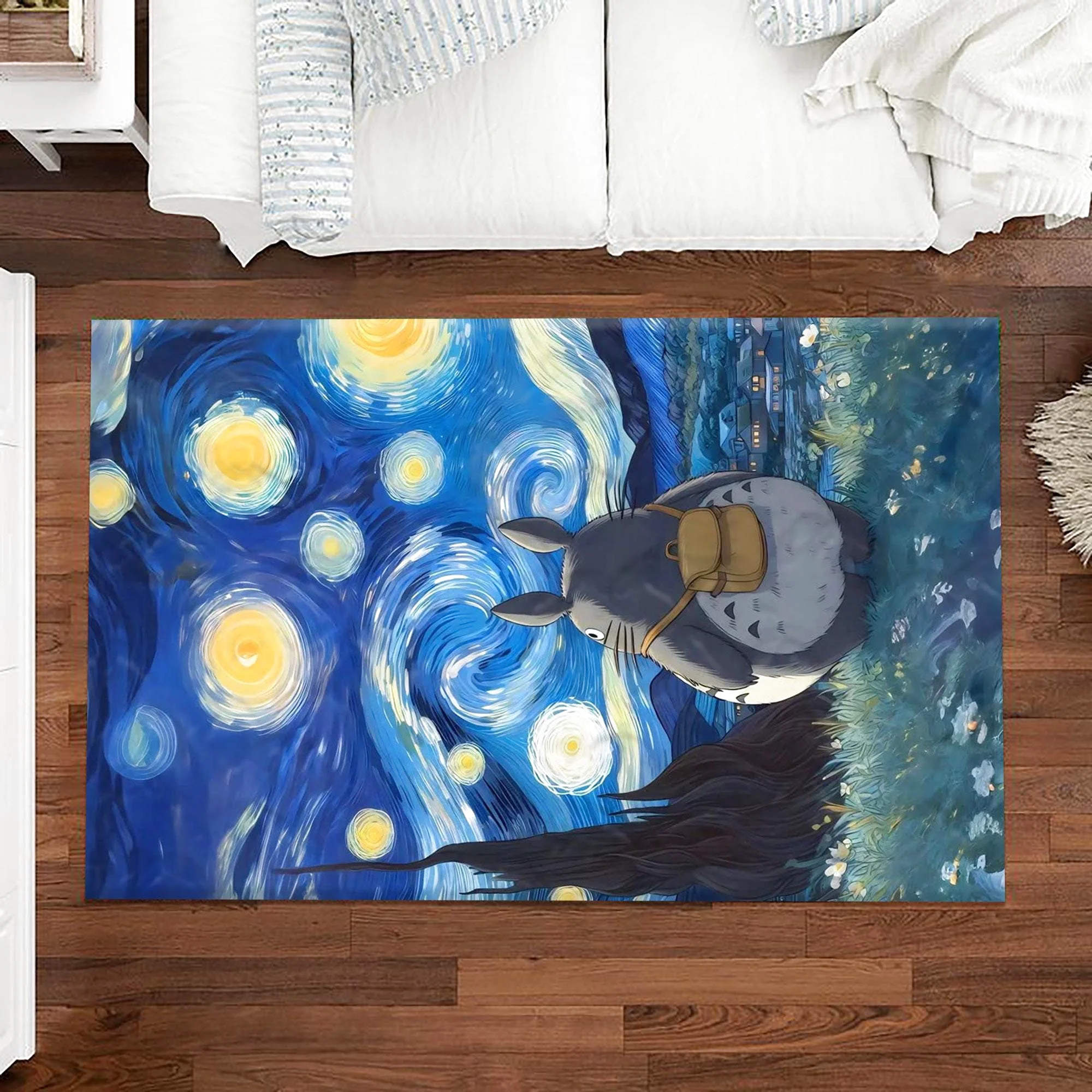Ghibli Studio Totoro Van Gogh Rug Rectangle Rug