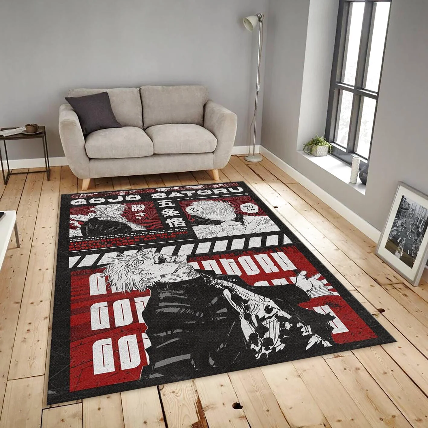 Gojo Satoru Rug, Nah Id Win Meme Jujutsu Kaisen Rectangle Rug