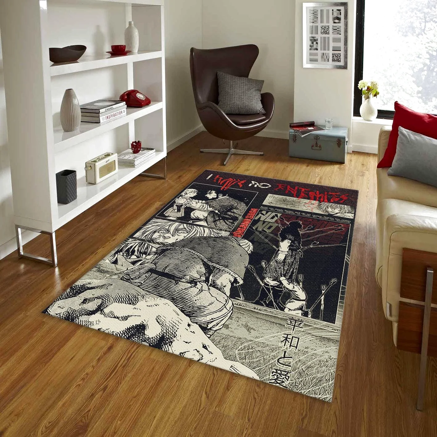 Grunge Poster Mat, Vinland Saga Collage Mental Health Decor, Rectangle Rug