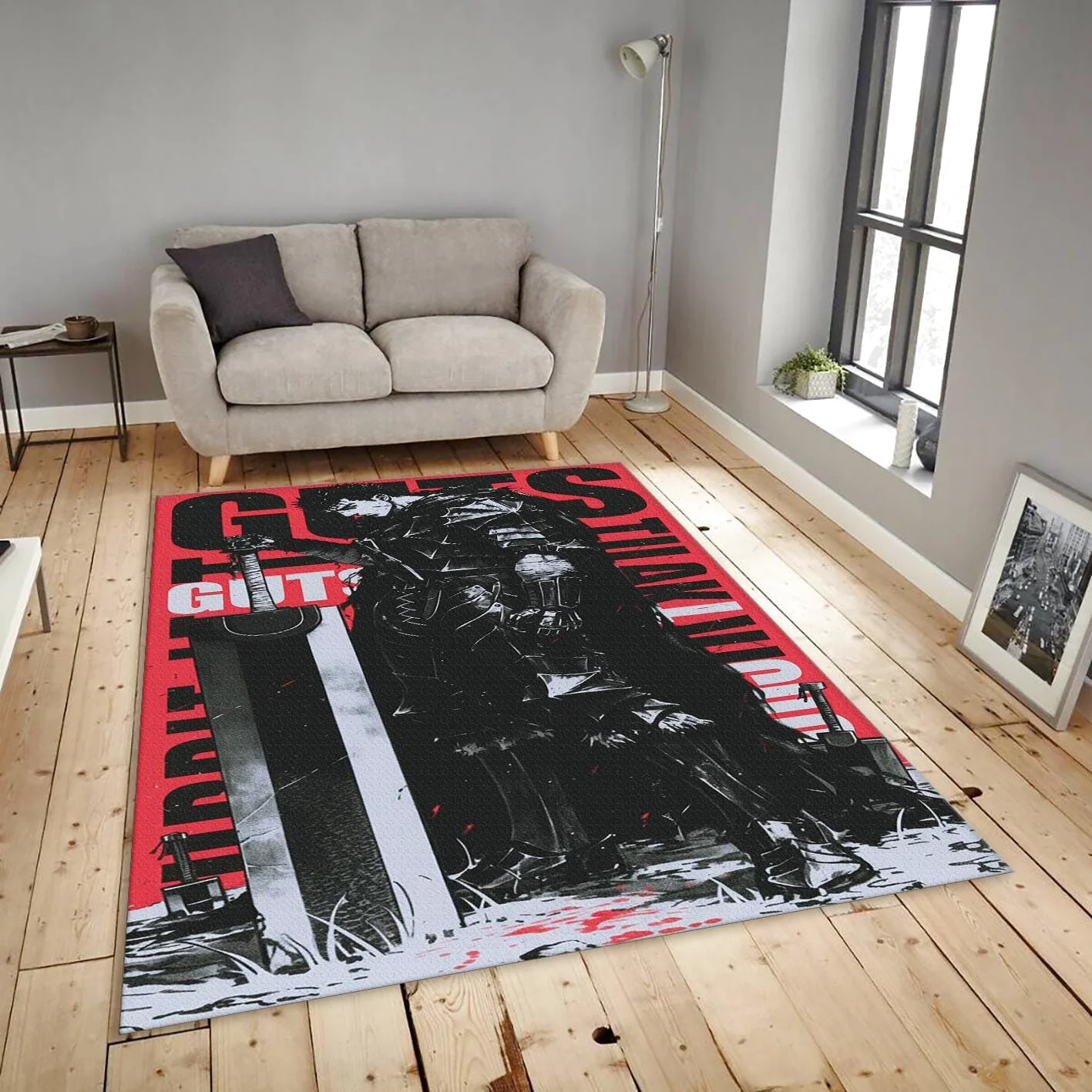 Guts Rug, Dragon Slayer Sword Art The Black Swordsman Decor Berserk Manga Gift, Rectangle Rug