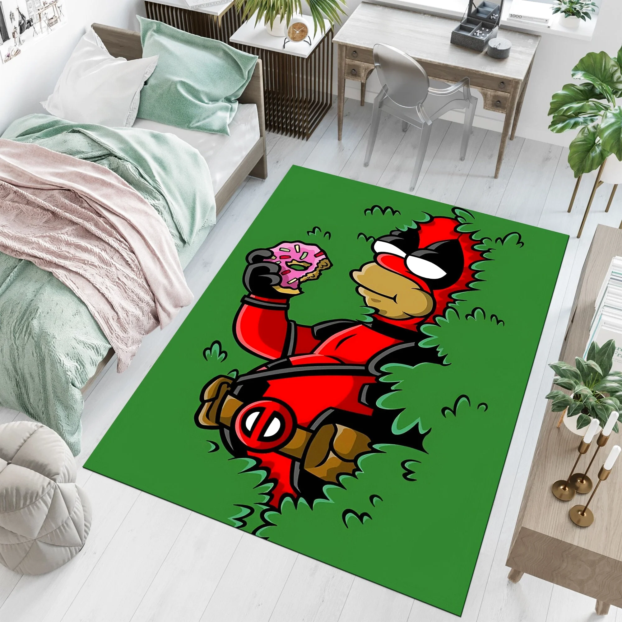 Homer Simpson Deadpool Rug Pop Art Area Rug Rectangle Rug