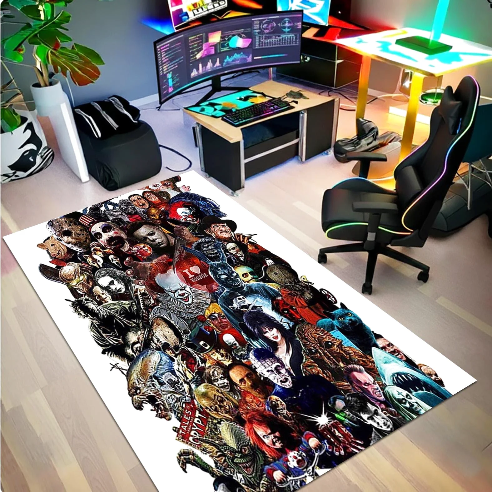 Horror Movie Themed Area Rug, Scary Movie Rectangle Rug