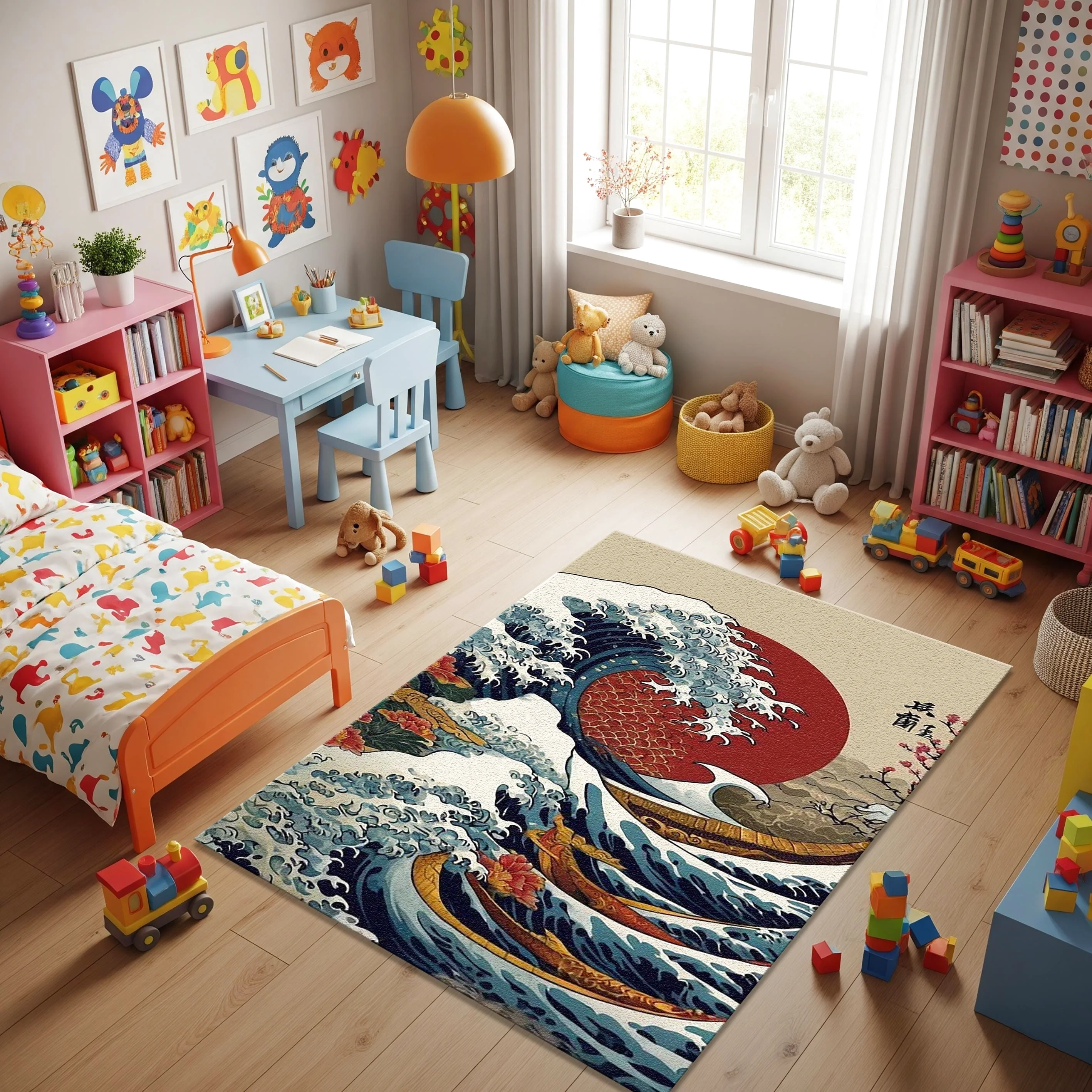 Japanese Great Wave Rug Rectangle Rug