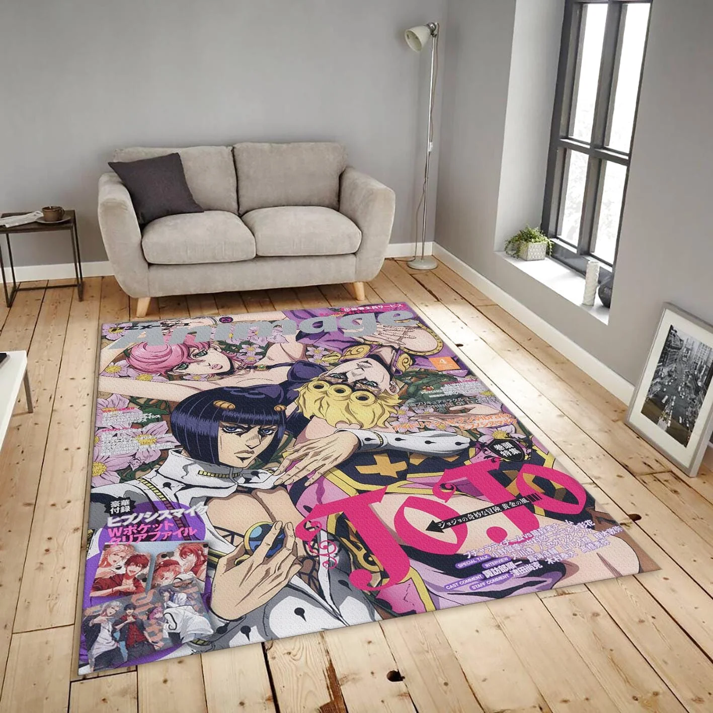 JoJo Animage Rug, Golden Wind Magazine Cover Rectangle Rug