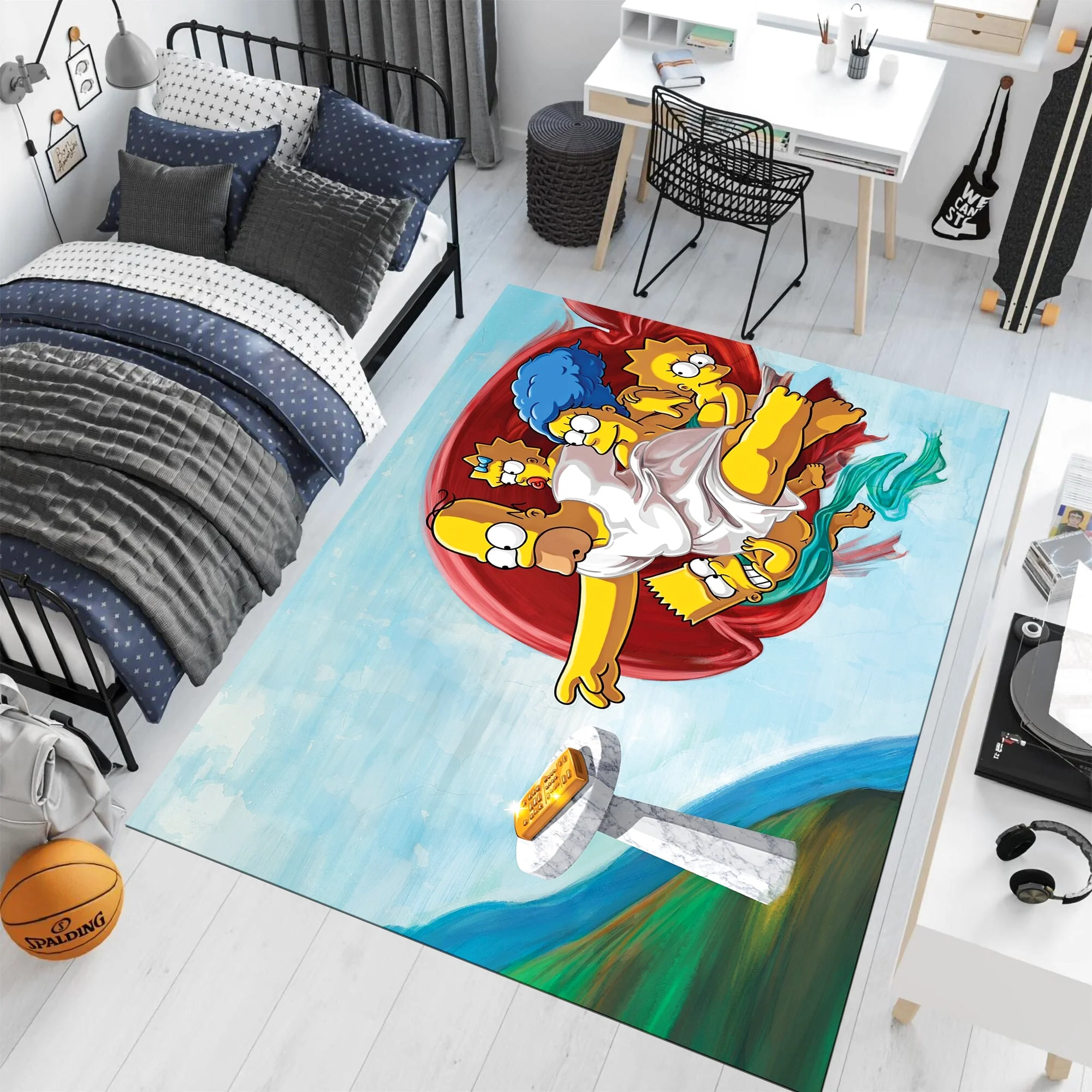 Michalengelo inspired Simpsons Rug Modern Animation Area Rug Rectangle Rug