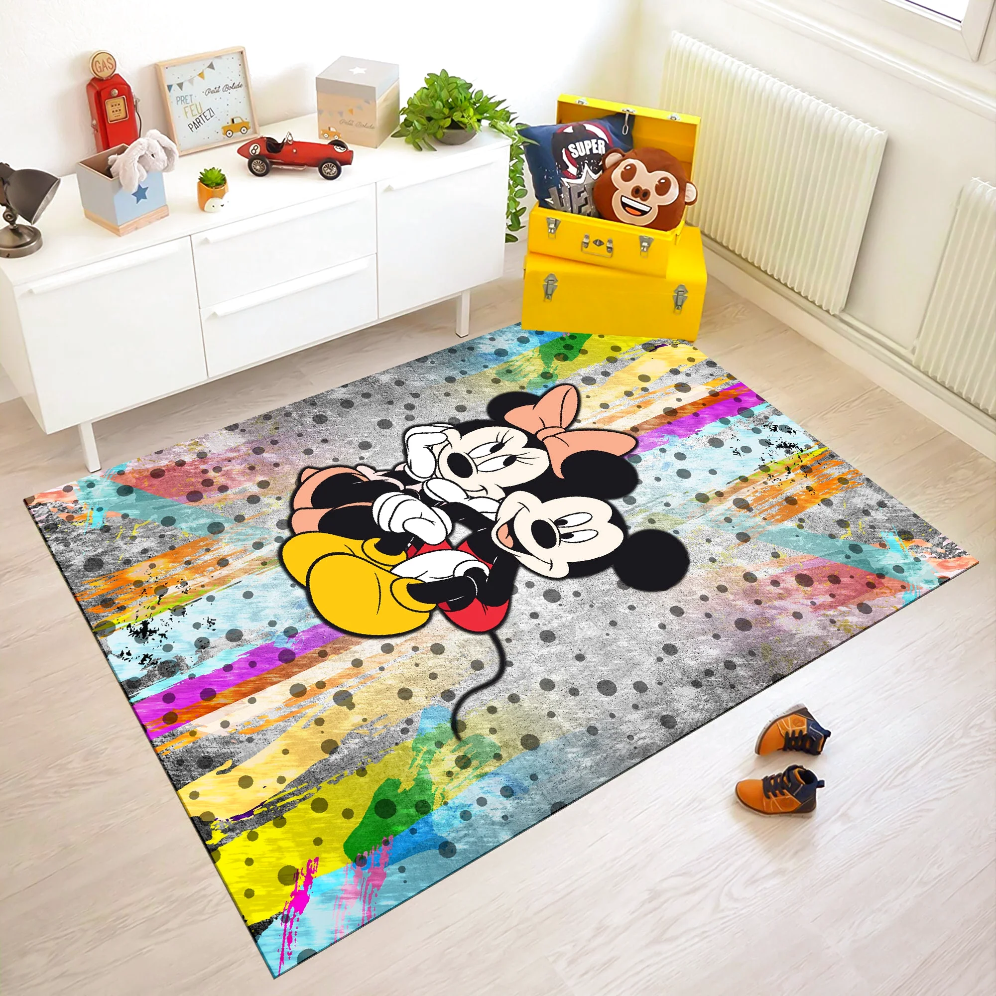 Minnie and Mickey Mouse Rug Nursery Decor, Custom Area Rug Rectangle Rug