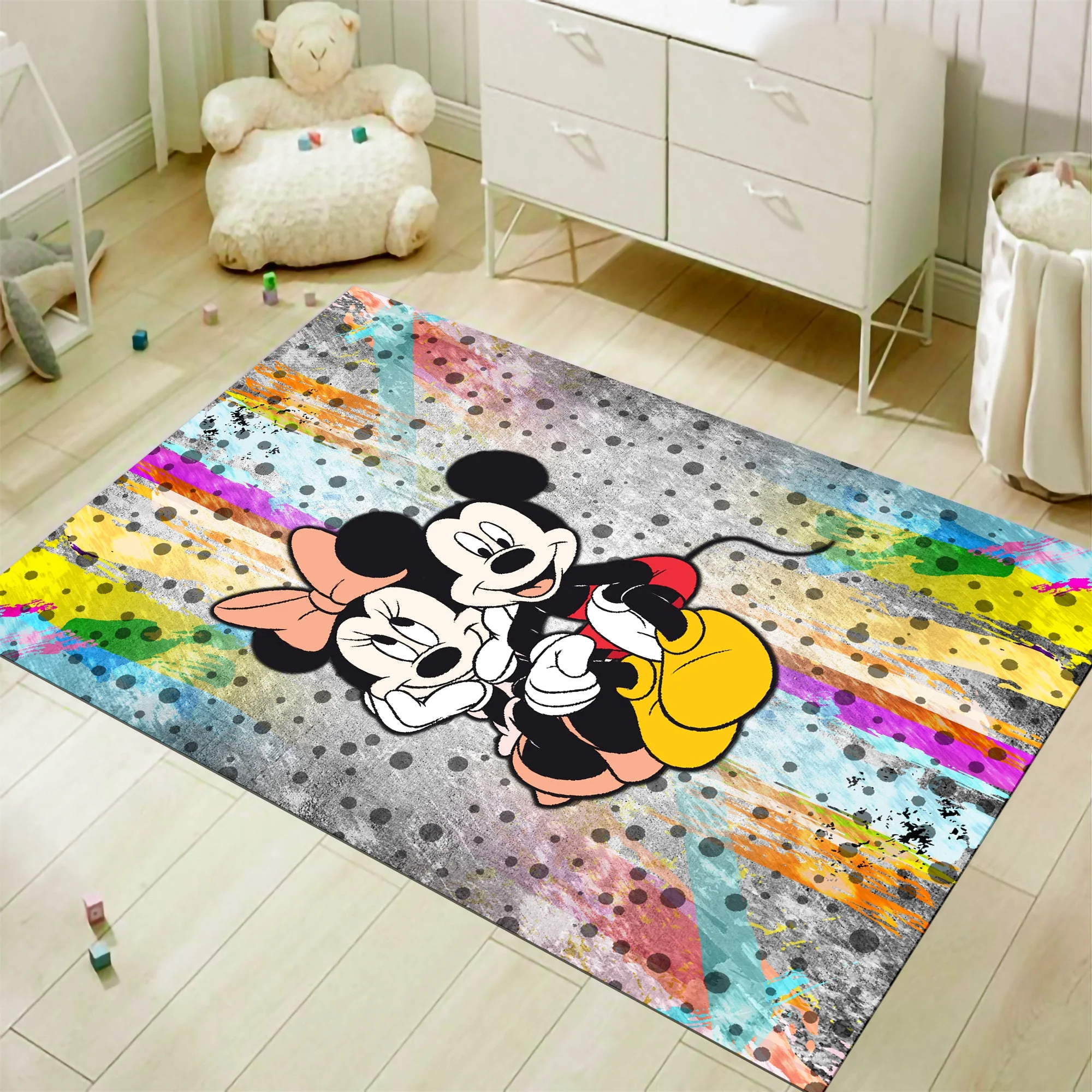 Minnie and Mickey Mouse Rug Nursery Decor, Custom Area Rug Rectangle Rug
