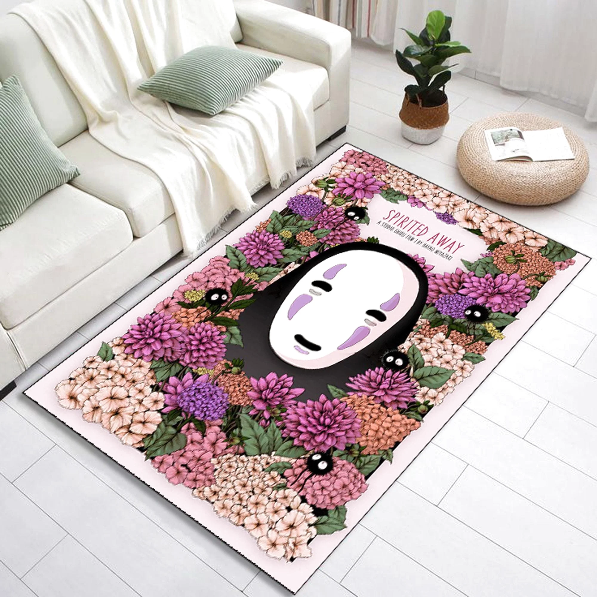 No Face Rug Ghibli Decor Japanese Inspired Rectangle Rug