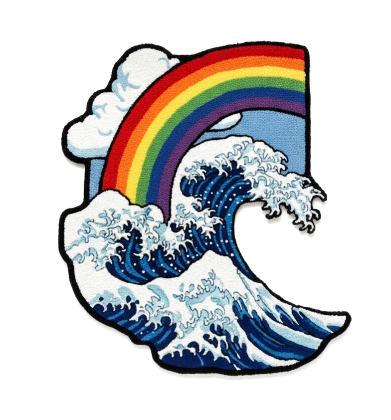 Ocean Wave Wool Rug, Kids Room Carpet, Custom Rug