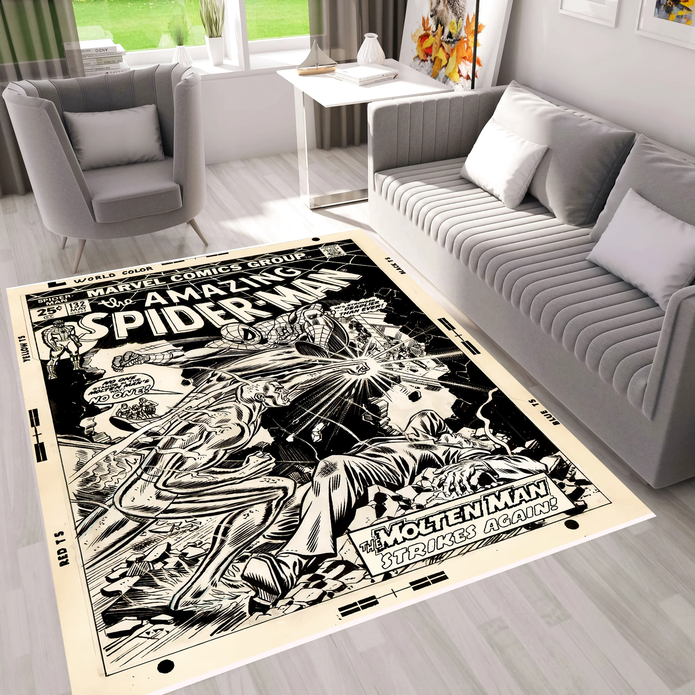 Spider Man Comic Cover Rug Retro Design Rectangle Rug