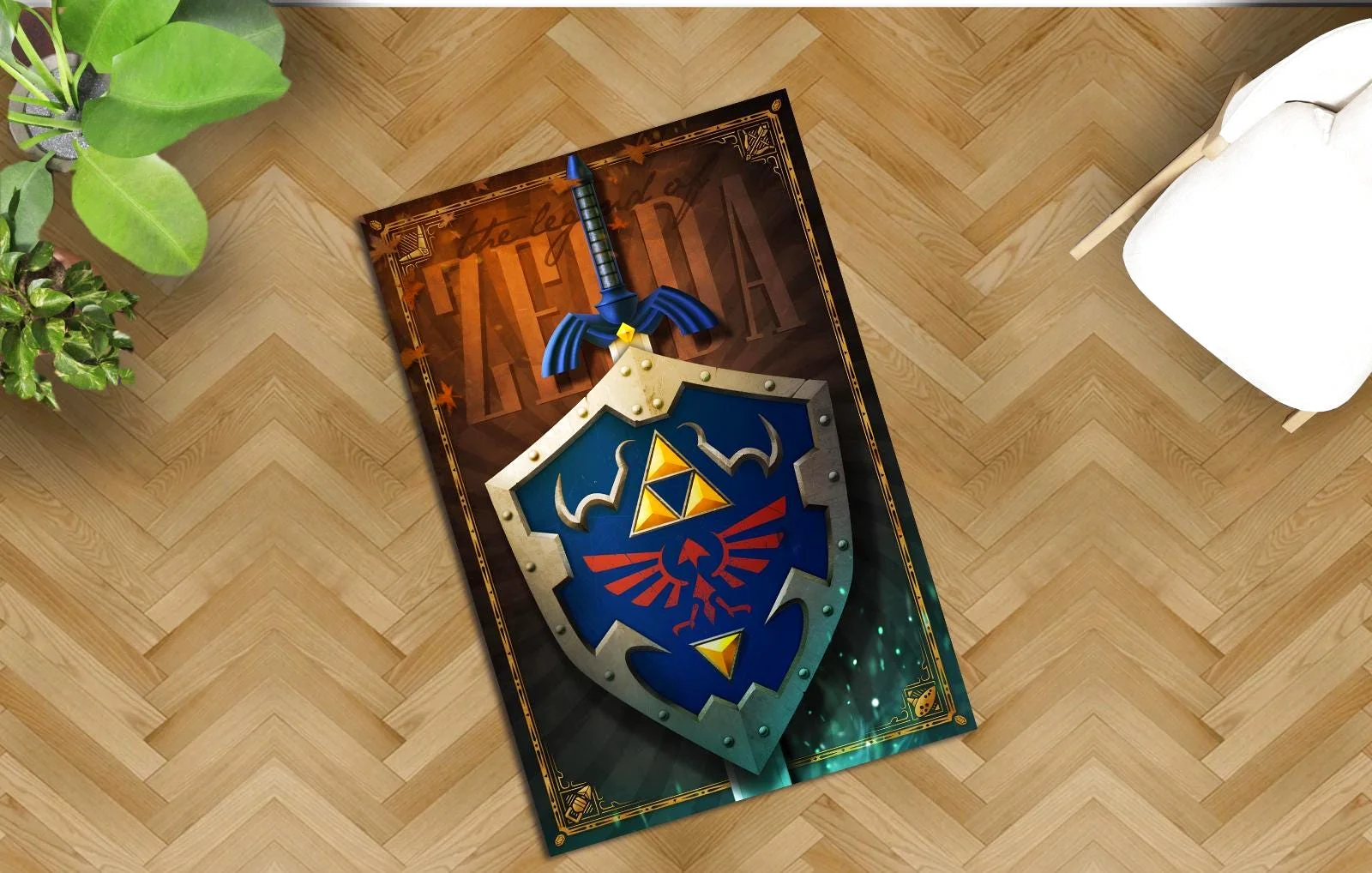 Zelda Shield Rug Super Soft Bamboo Gamer Decor Rectangle Rug